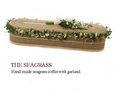 Seagrass coffin with garland