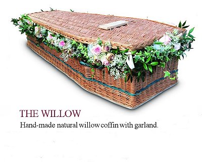 Willow coffin with garland